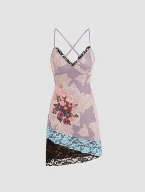Cider Sweetheart Floral Lace Mini Dress